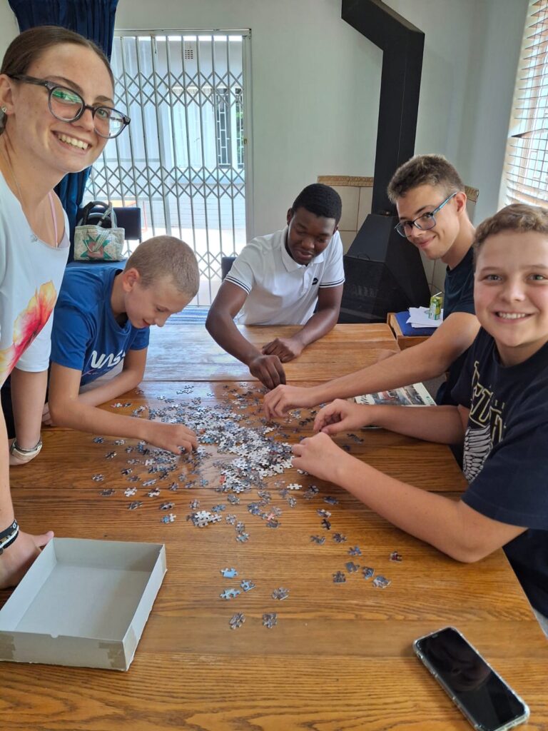Puzzle-building competition.