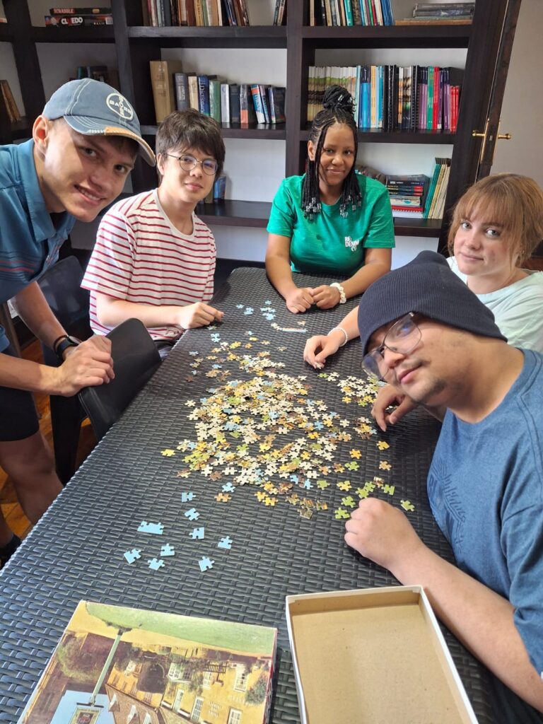 Puzzle-building competition.